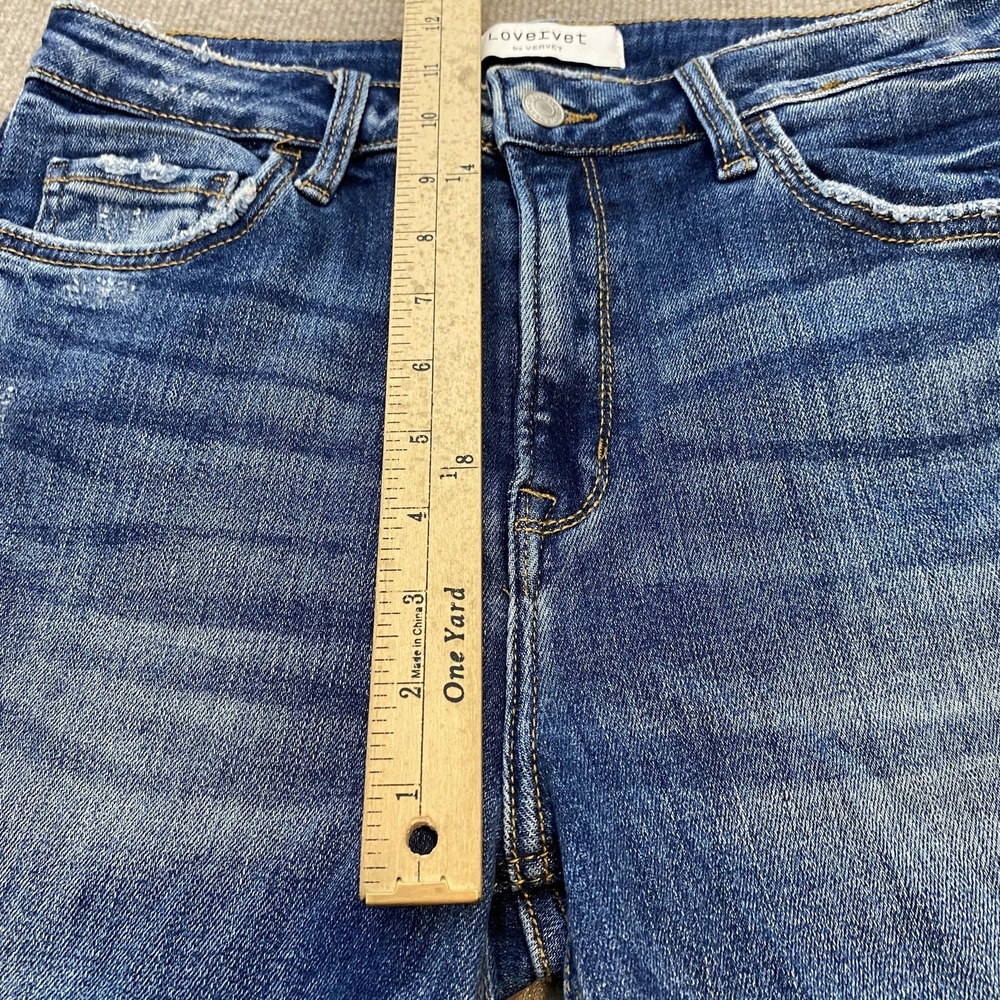 Lovervet Vervet Straight Jeans Womens 31/13 Blue Med Wash Mid Rise Distressed - Picture 8 of 12
